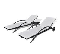 Chaises Longues Avec Table 199,5 X 65 X 37 Cm Résine Tressée Noir Helloshop26 02_0011914 Multicolore