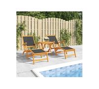 Chaises longues d extérieur lot de 2 Acacia massif et textilène