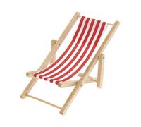 Chaises Longues De Plage Miniature, 6,5 X 11 Cm Pour Le Monde Des Lutins - Rico Design Rouge Et Blanc