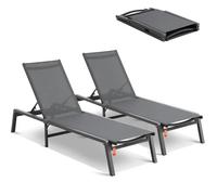Chaises Longues D'extérieur-Vevor-Aluminium-Réglables Sur 5 Positions-Pliables Pour Un Rangement Facile Multicolore