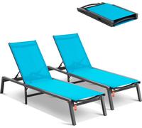 Chaises longues d'extérieur VEVOR, chaises longues de terrasse en aluminium à 5 positions réglables, chaises longues de piscine pliables, chaises longues et chaises longues entièrement plates