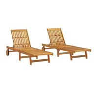vidaXL Chaises longues Lot de 2 – Bois d'acacia solide, inclinables, pour extérieur