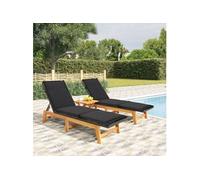 vidaXL Chaises longues et coussins 2 pcs 319725 – Résine tressée et bois d'acacia