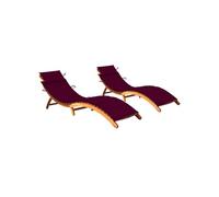 Vidaxl Chaises Longues Lot De 2 Avec Coussins Bois D'acacia Solide