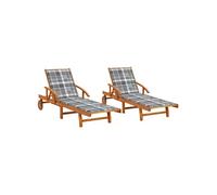 Chaises Longues 2 Pcs Avec Coussins Bois D'acacia Solide