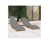 Chaises longues lot de 2 avec coussins Bois massif de teck3143634