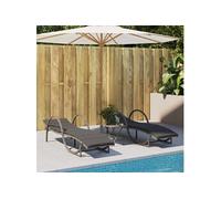 vidaXL – Lot de 2 chaises longues 3277309 résine tressée avec coussins inclinables Gris