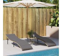 Chaises longues lot de 2 avec coussins marron résine tressée vidaXL
