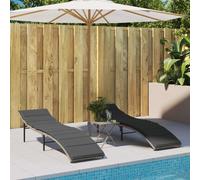 Chaises longues lot de 2 avec coussins marron résine tressée vidaXL