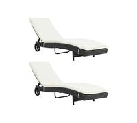 Vidaxl Chaises Longues Lot De 2 Avec Roues Et Coussins Résine Tressée