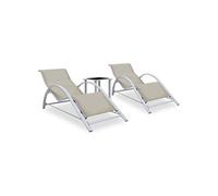 Vidaxl Chaises Longues 2 Pcs Avec Table Aluminium Crème