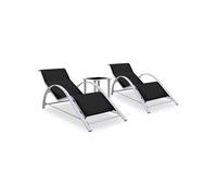 Vidaxl Chaises Longues 2 Pcs Avec Table Aluminium Noir