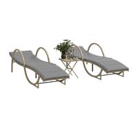 Chaises longues lot de 2 avec table beige résine tressée vidaXL
