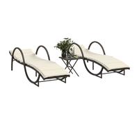vidaXL Chaise longue avec coussin marron 60x199x42 cm résine tressée, lit de bronzage, chaise longue inclinable, lit de jour 368258