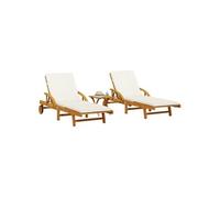 Vidaxl Chaises Longues Lot De 2 Avec Table Bois Massif D'acacia