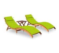 Vidaxl Chaises Longues 2 Pcs Avec Table Et Coussins Acacia Solide
