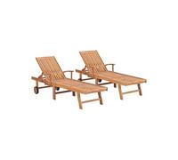 Vidaxl Chaises Longues 2 Pcs Bois De Teck Solide