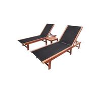 Chaises longues lot de 2 et table Bois d acacia et textilène