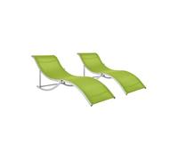 Vidaxl Chaises Longues Pliables 2 Pcs Vert Textilène Vert