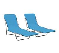 Chaises longues pliables lot de 2 Acier et tissu Bleu