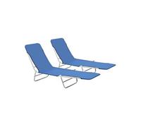 Chaises longues pliables lot de 2 Acier et tissu Bleu44299
