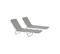 Chaises longues pliables lot de 2 Acier et tissu Gris