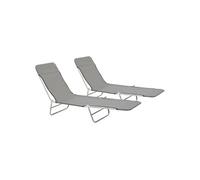 Chaises Longues Pliables 2 Pcs Acier Et Tissu Gris Vidaxl Vidaxl Gris
