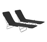 Chaises Longues Pliables 2 Pcs Acier Et Tissu Noir Noir