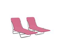 Chaises longues pliables lot de 2 Acier et tissu Rose310345
