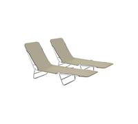 Chaises longues pliables lot de 2 Acier et tissu Taupe