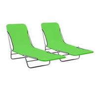 Chaises longues pliables lot de 2 Acier et tissu Vert Vert G