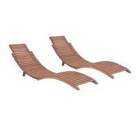 Chaises longues pliables lot de 2 Bois de teck solide