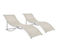 vidaXL Chaises longues pliables 2 pcs Crème Textilène