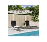Vidaxl Chaises Longues Pliables Lot De 2 Noir Textilène Et Acier