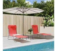 Chaises longues pliables lot de 2 rouge textilène et acier Rouge G