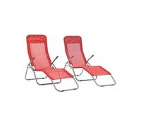 Chaises longues pliables lot de 2 Textilène Rouge Rouge G