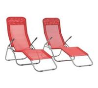 Chaises longues pliables lot de 2 Textilène Rouge