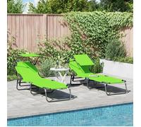Vidaxl Set De 2 Chaises Longues Pliantes Avec Auvent Vert En Tissu Oxford 600d