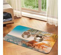 Chaises longues sur la plage en été imprimé tapis d'alimentation pour chiens et chats absorbants imperméables tapis de nourriture pour chien tapis de nourriture antidérapant tapis de table pour animal