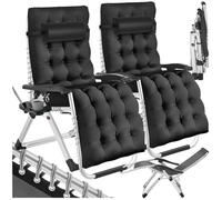 Chaises longues - TECTAKE - Lot de 2 bains de soleil pliables CLOUD réglables en continu en textilène respirant - Noir