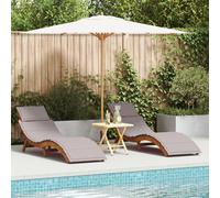 vidaXL Chaise longue 2 pcs Bois d'acacia massif Taupe 184×55×64 cm dossier réglable avec coussins