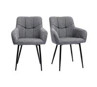 Chaises design matelassées en tissu velours texturé gris et métal noir (lot de 2) MONTERO