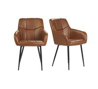 Chaises matelassées marron et métal noir (lot de 2) montero