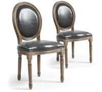 Chaises Médaillon Similicuir Versailles - Paris Prix - Lot de 2 - Design Vintage - Gris