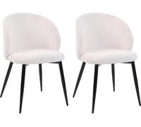Chaises Mobili Rebecca Karamu 81x54x56 Tissu Teddy Métal Crème Noir Moderne SET 2 pièces Partiellement monté