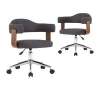 Chaises pivotantes à dîner 2 pcs Gris Bois courbé et tissu - VidaXL