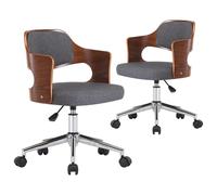 Chaises Pivotantes À Dîner 2 Pcs Gris Bois Courbé Et Tissu - Vidaxl Gris