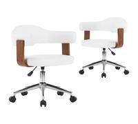 Chaises Pivotantes À Dîner 2pcs Blanc Bois Courbé Et Similicuir - Vidaxl Blanc