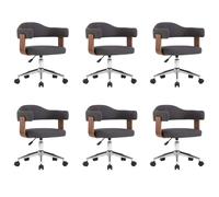 Chaises Pivotantes À Dîner 6 Pcs Gris Bois Courbé Et Tissu - Vidaxl Gris