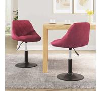Vidaxl Chaises Pivotantes À Dîner 2 Pcs Bordeaux Velours Multicolore